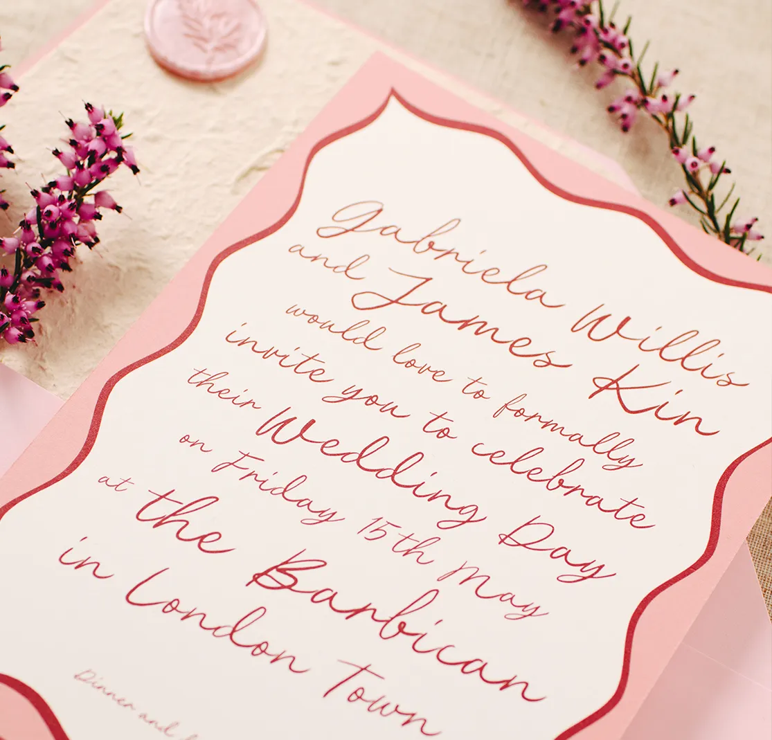 pink and red wedding invitation