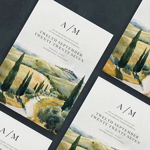 tuscan themed wedding invitation