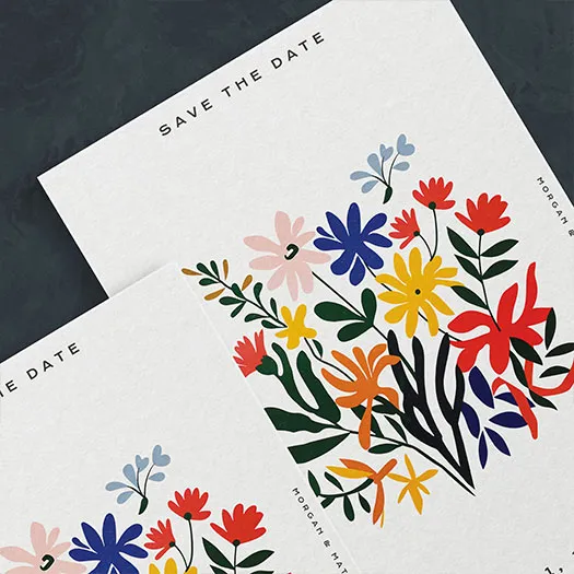 funky wildflower patter invites