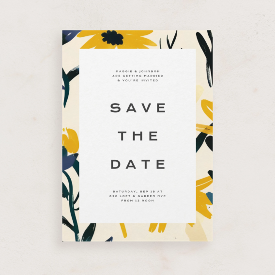 floral border pattern save the date