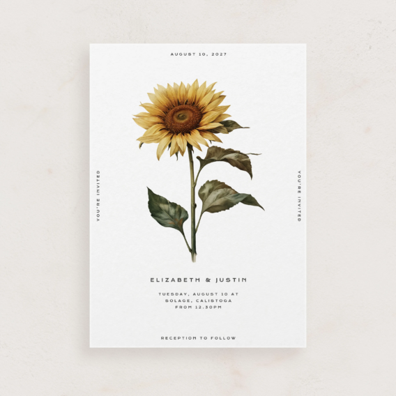 yellow sunflower wedding invitation