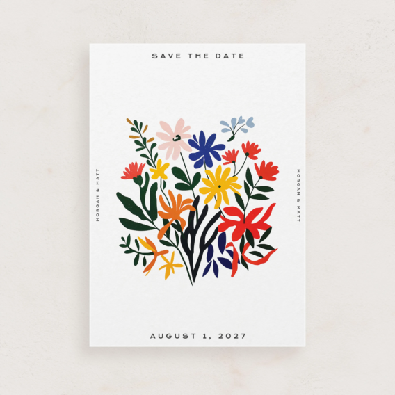 creative floral pattern save the date card