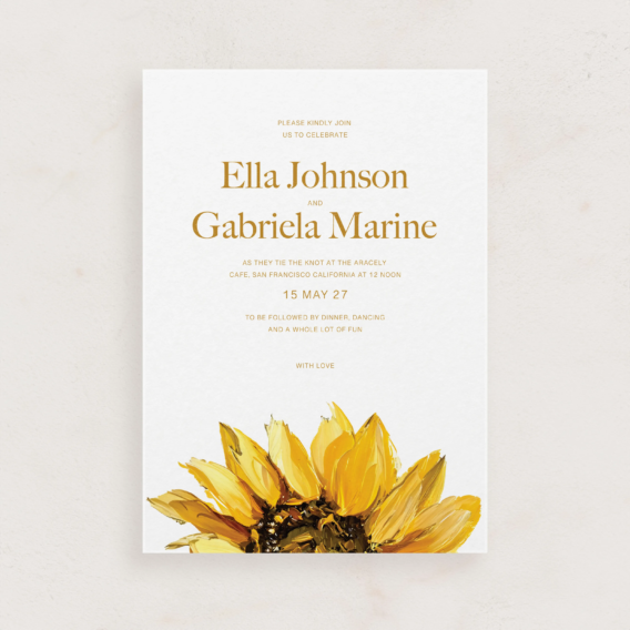 large sunflower wedding invitation