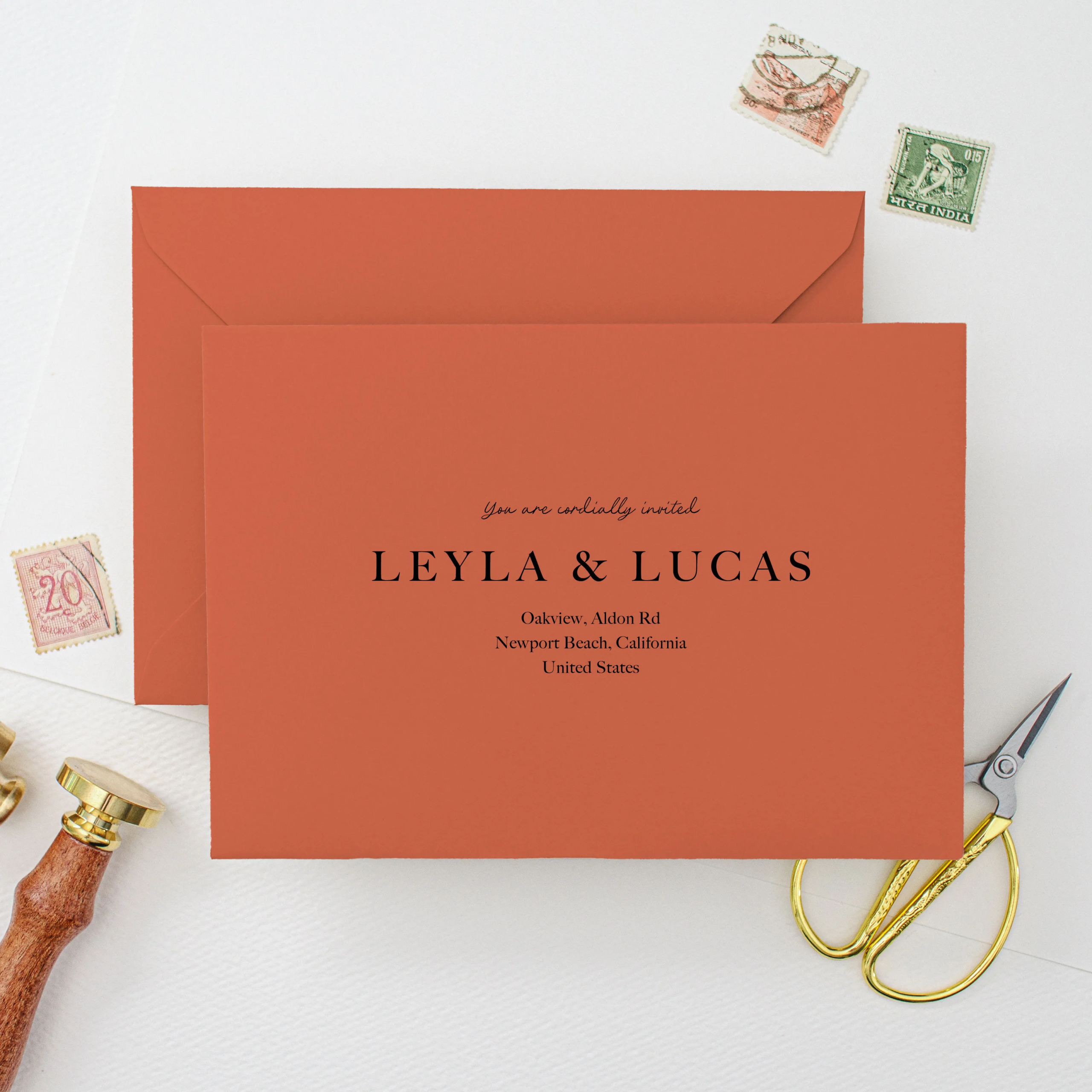 Vibrant Orange Wedding Envelope - Image 2