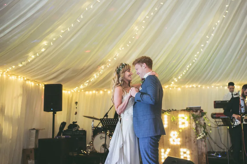 couple dance during wedding day