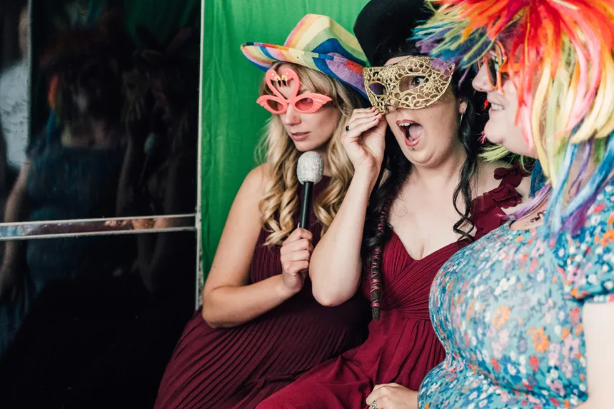 wedding guests wear funny props