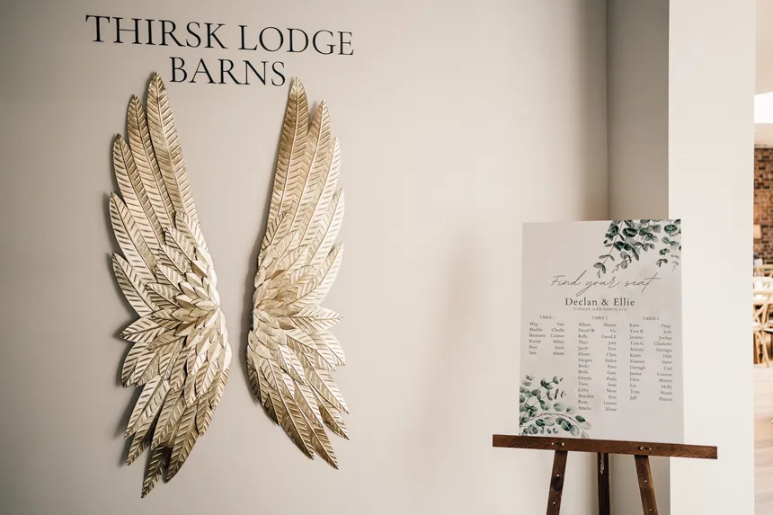 seating plan next to winged ornament