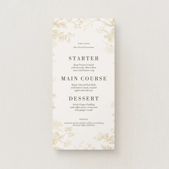 Caell Collection Wedding Menu (Narrow)