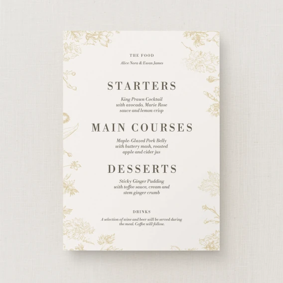 Caell Collection Wedding Menu (Standard)