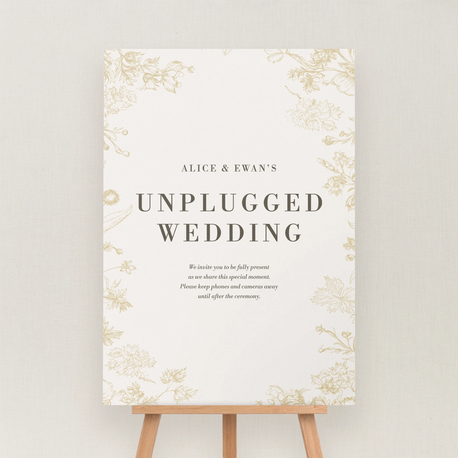 Caell Collection Unplugged Ceremony Sign