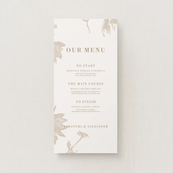 Cassis Collection Wedding Menu (Narrow)