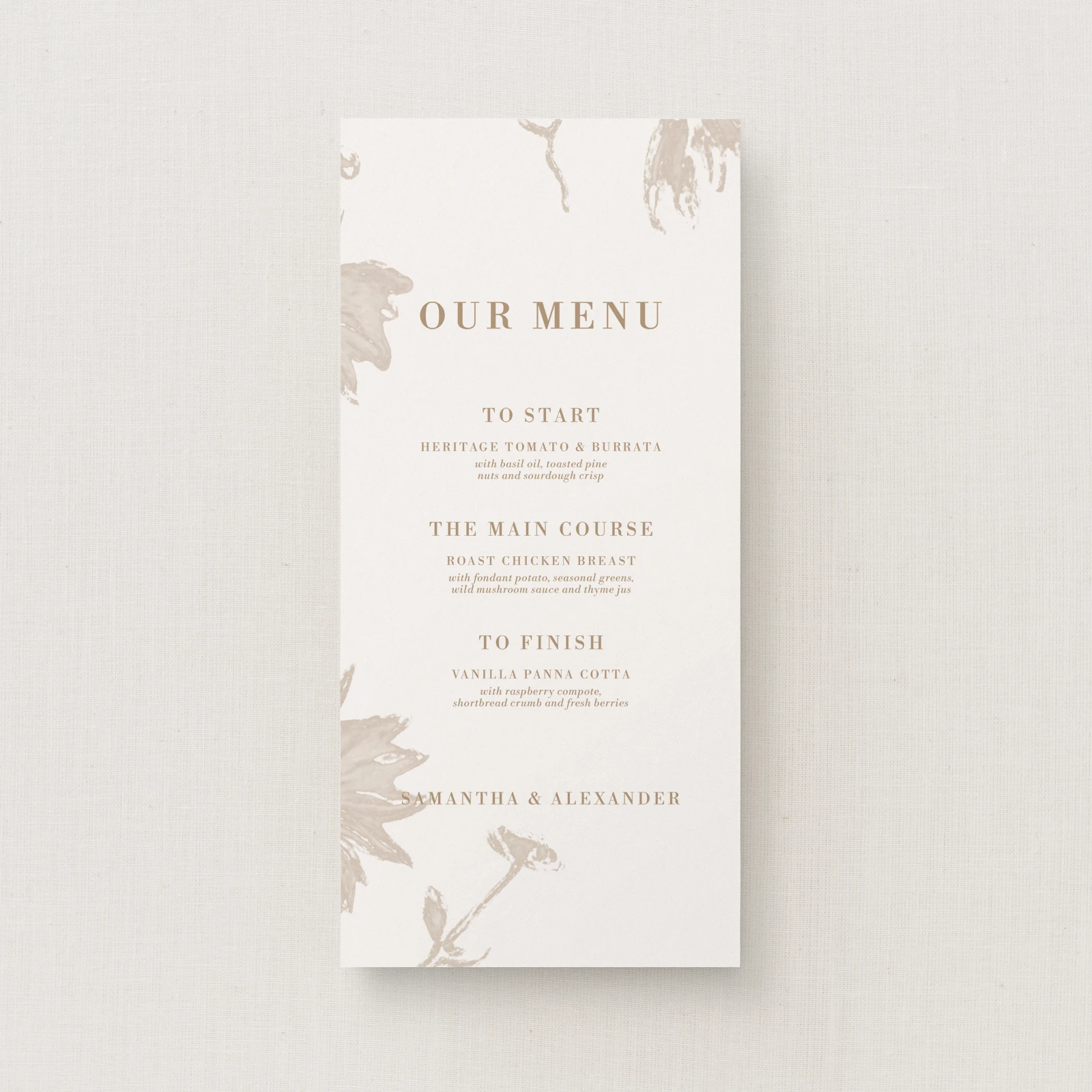Cassis Collection Wedding Menu (Narrow)