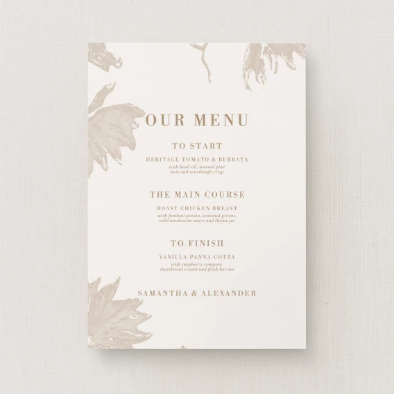 Cassis Collection Wedding Menu (Standard)