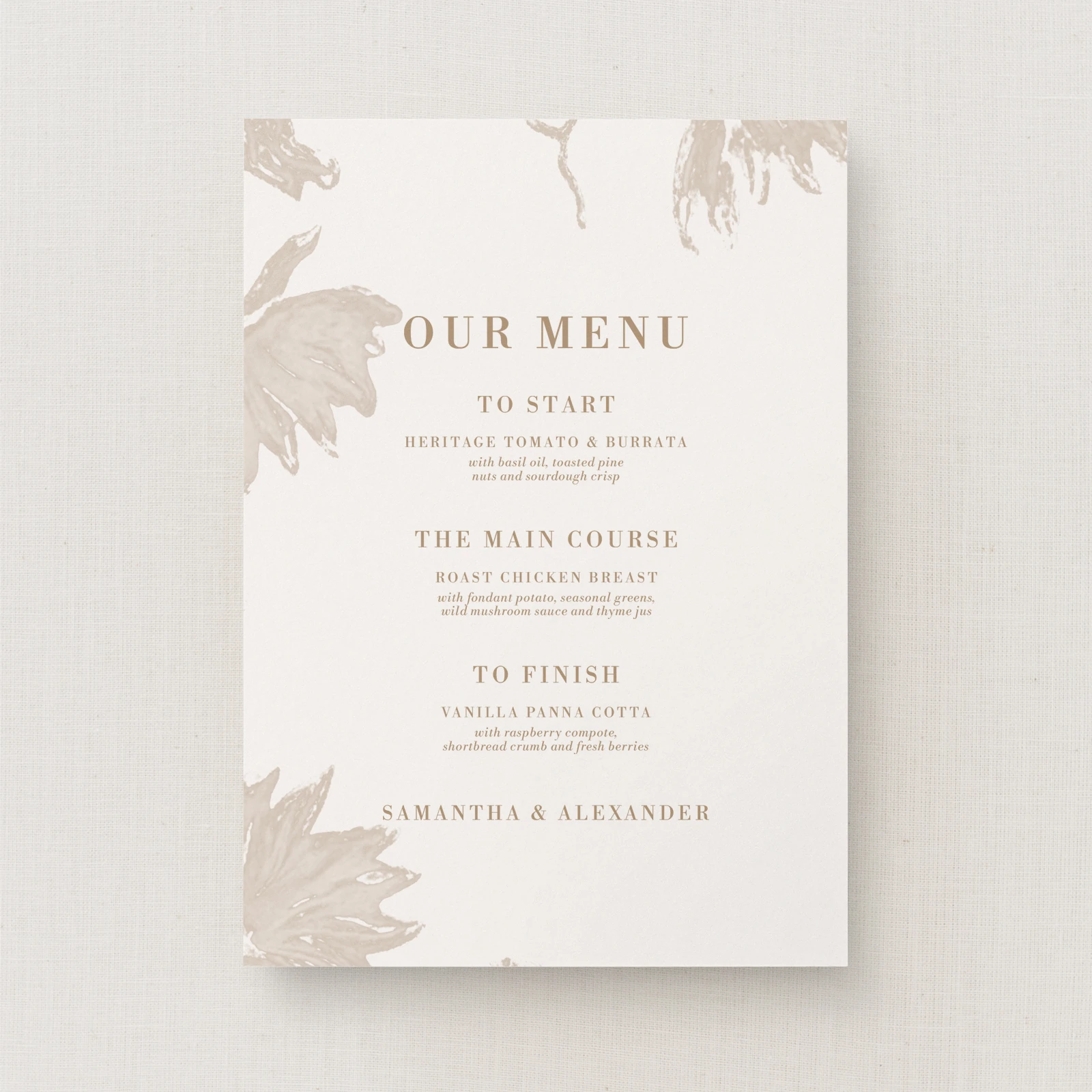 Cassis Collection Wedding Menu (Standard)