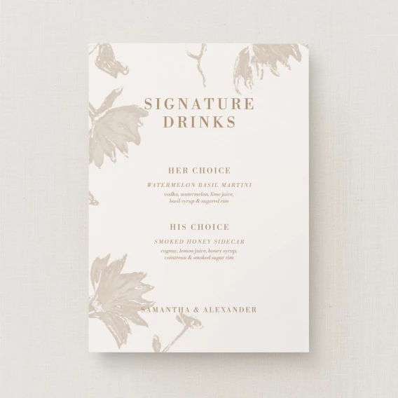 Cassis Collection Signature Drinks Sign