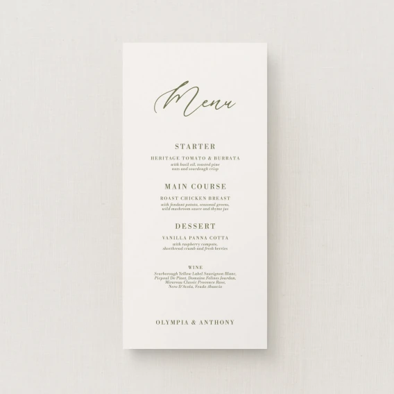Civita Collection Wedding Menu (Narrow)