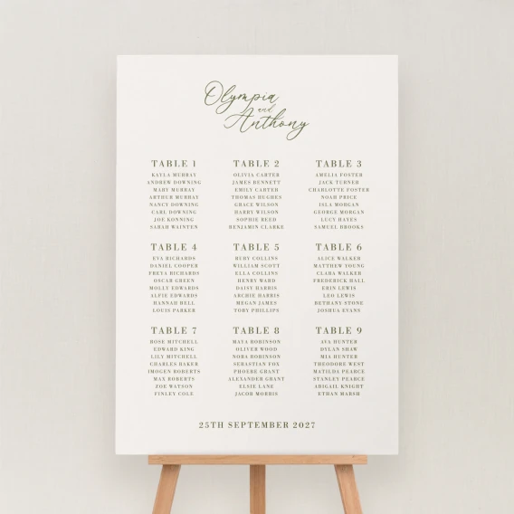 Civita Collection Seating Chart Sign