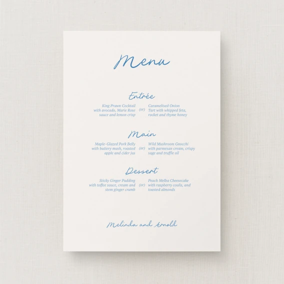 Clermount Collection Wedding Menu Sign