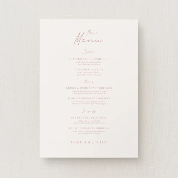 Corciano Collection Wedding Menu Sign