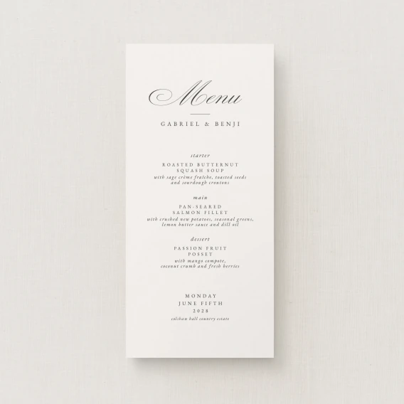 Danto Collection Wedding Menu (Narrow)