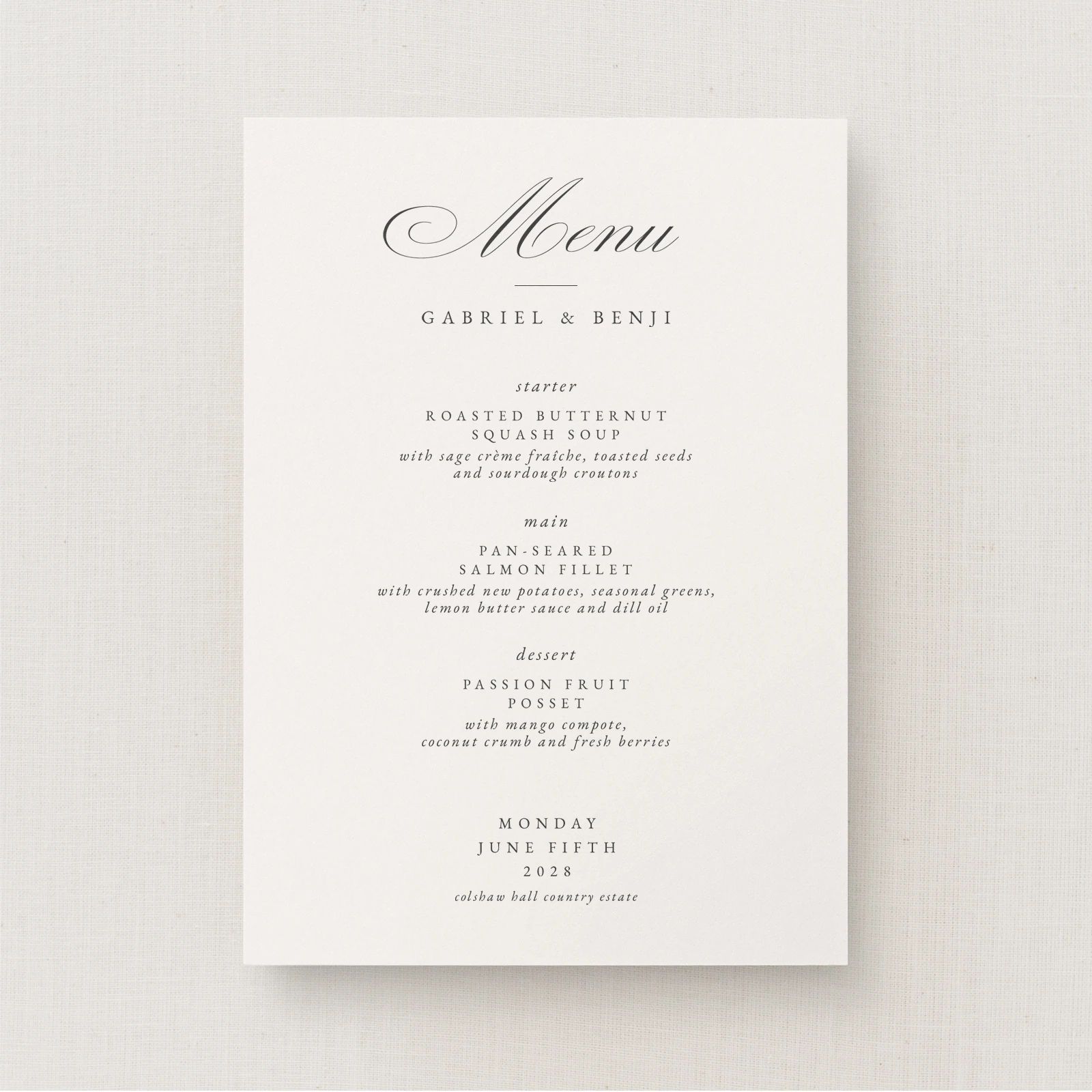 Danto Collection Wedding Menu (Standard)