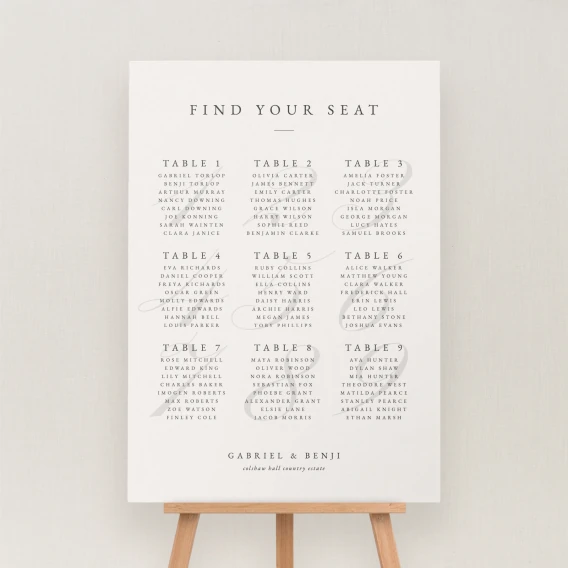 Danto Collection Seating Chart Sign