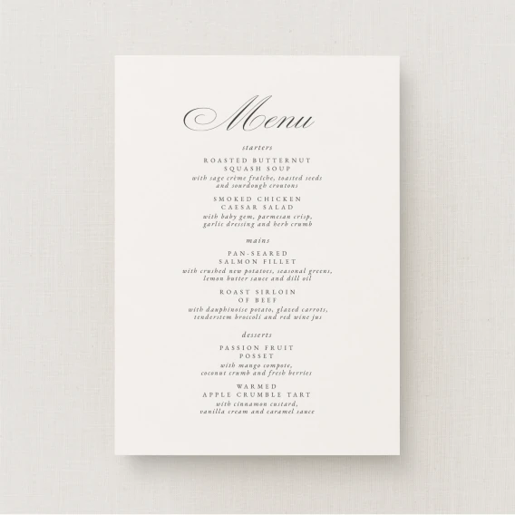 Danto Collection Wedding Menu Sign