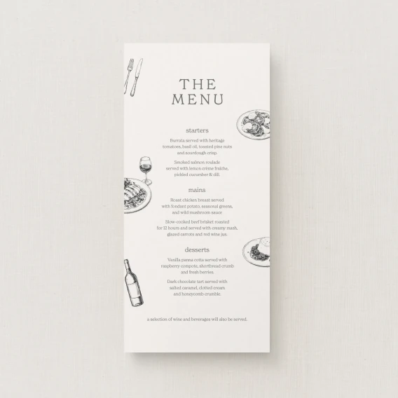 Fitz Collection Wedding Menu (Narrow)
