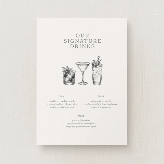 Fitz Collection Signature Drinks Sign