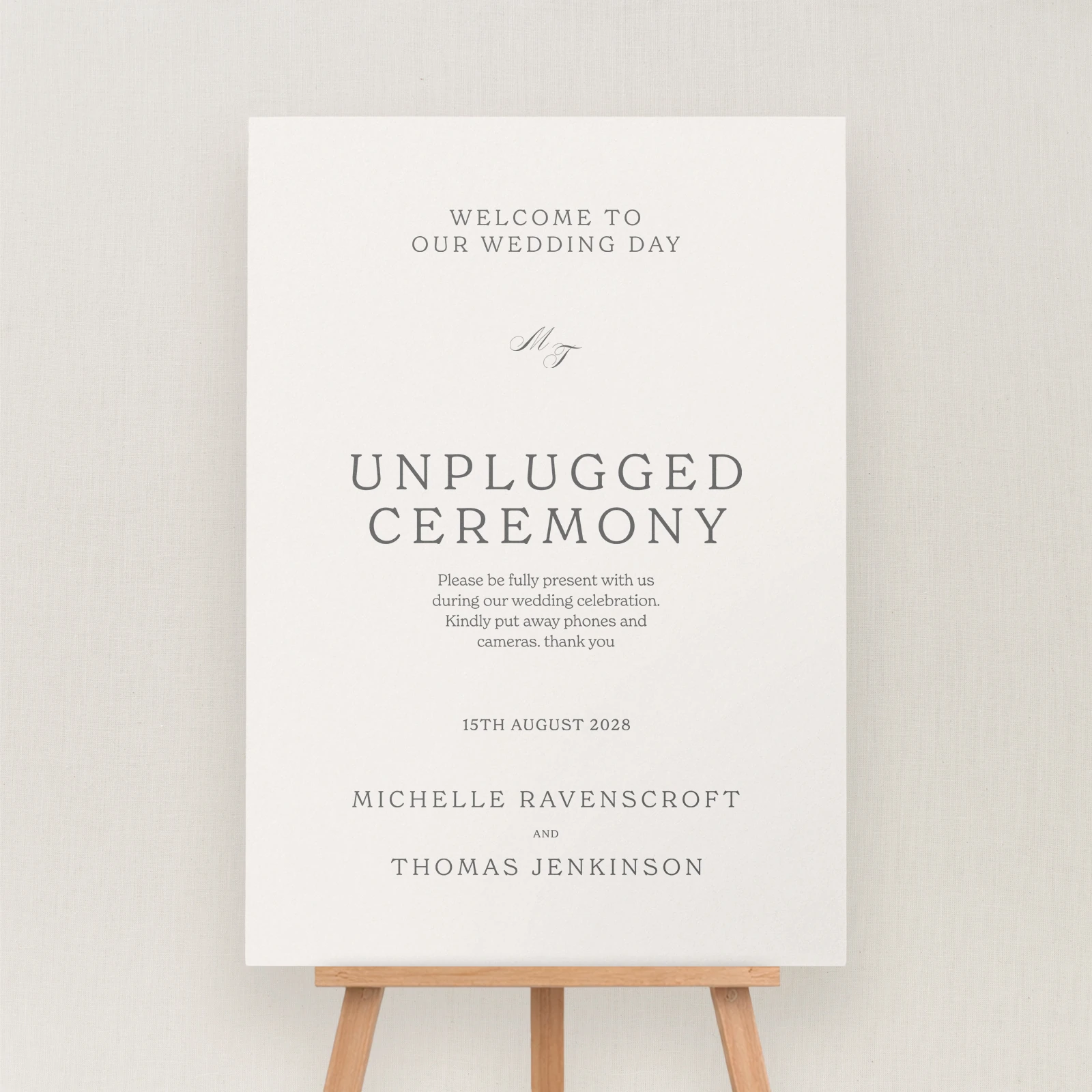Fitz Collection Unplugged Ceremony Sign