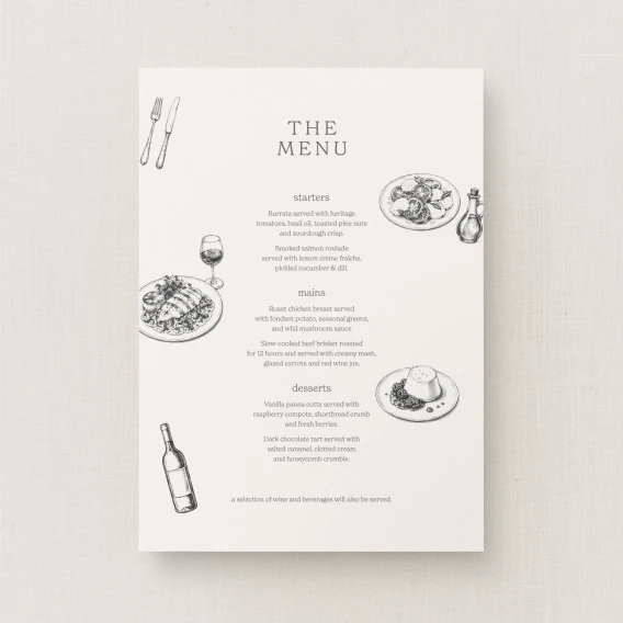 Fitz Collection Wedding Menu Sign