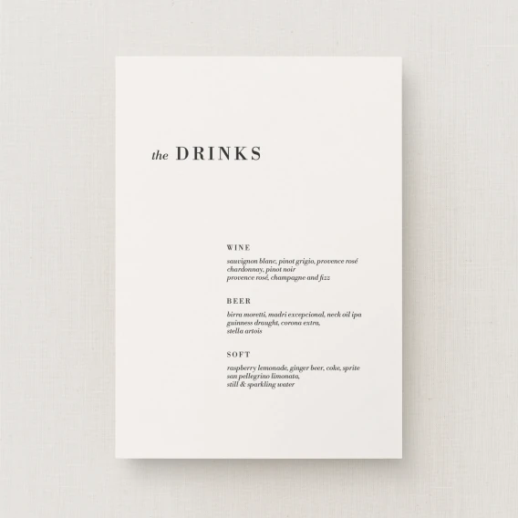 Hagen Collection Drinks Menu