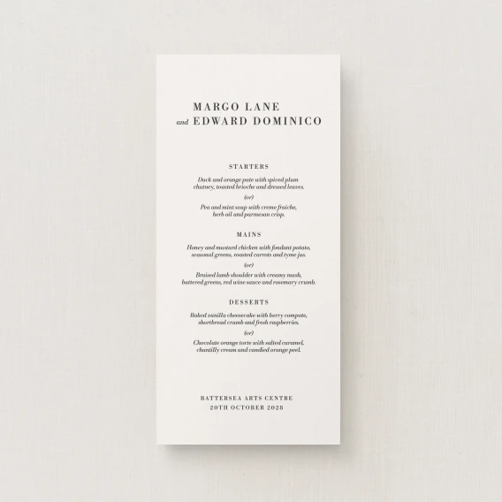 Hagen Collection Wedding Menu (Narrow)