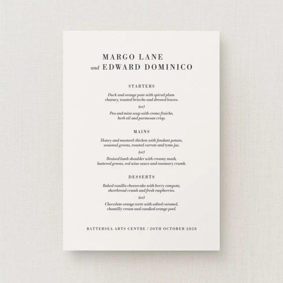 Hagen Collection Wedding Menu (Standard)