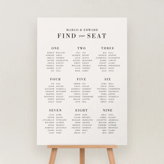 Hagen Collection Seating Chart Sign