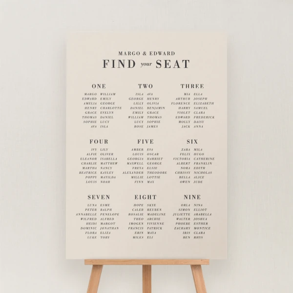 Hagen Collection Seating Chart Sign
