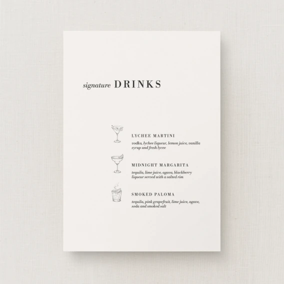 Hagen Collection Signature Drinks Sign