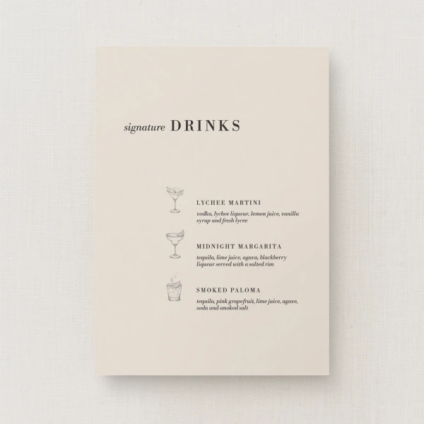 Hagen Collection Signature Drinks Sign