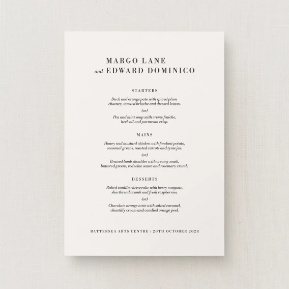 Hagen Collection Wedding Menu Sign