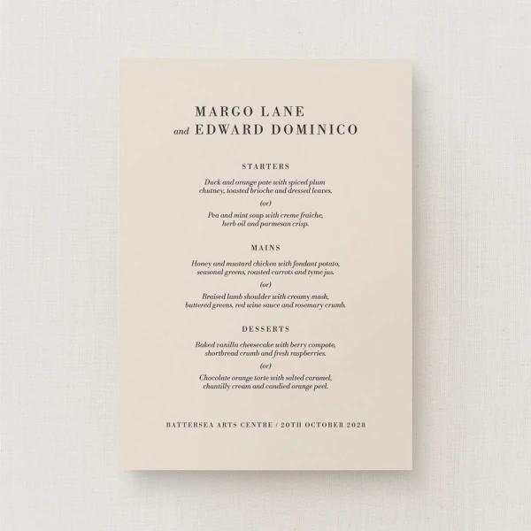 Hagen Collection Wedding Menu Sign