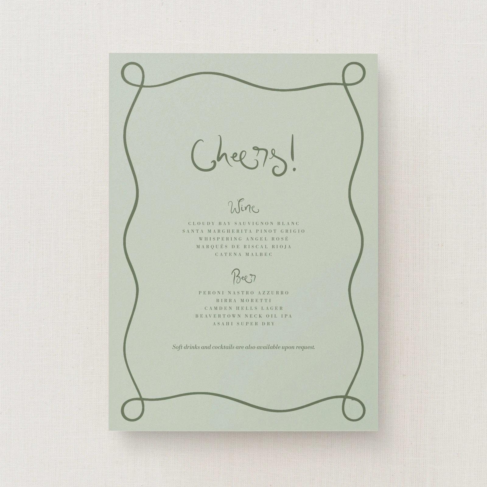 Serenata Collection Drinks Menu