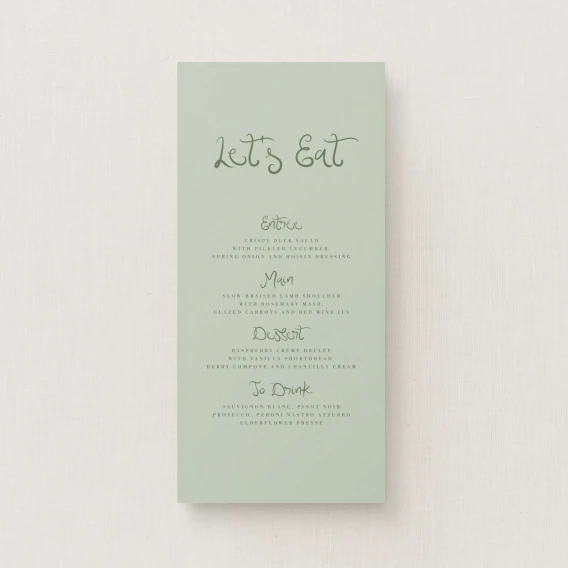 Serenata Collection Wedding Menu (Narrow)