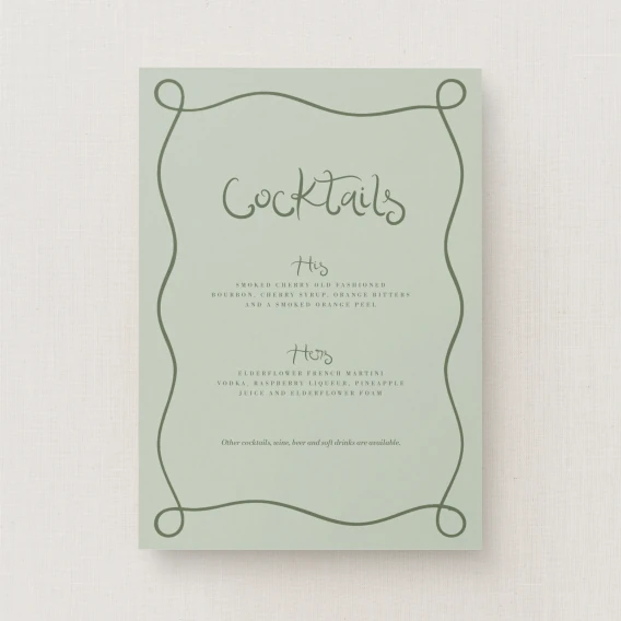 Serenata Collection Signature Drinks Sign