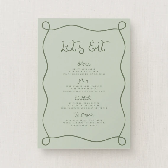 Serenata Collection Wedding Menu Sign