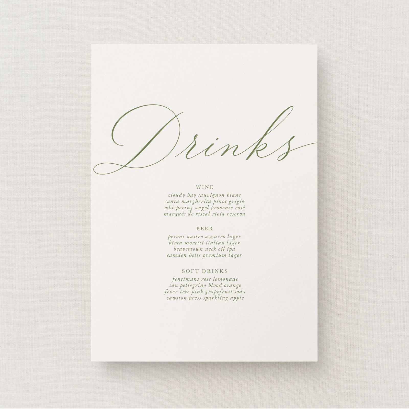 Suno Collection Drinks Menu