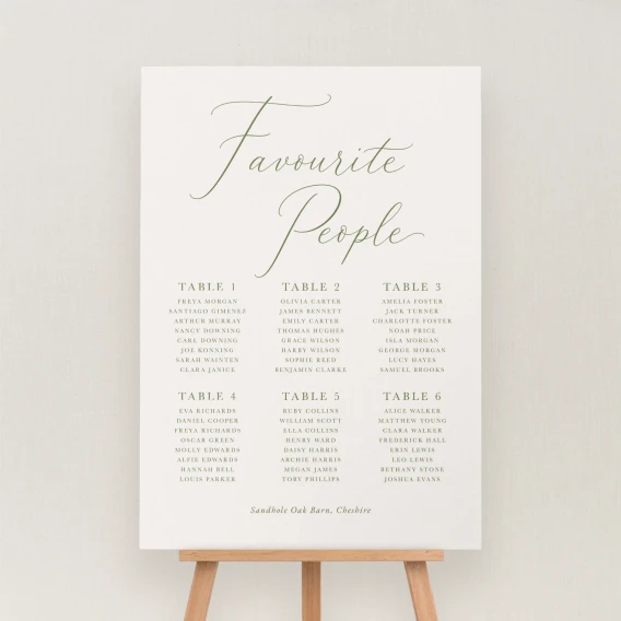 Suno Collection Seating Chart Sign