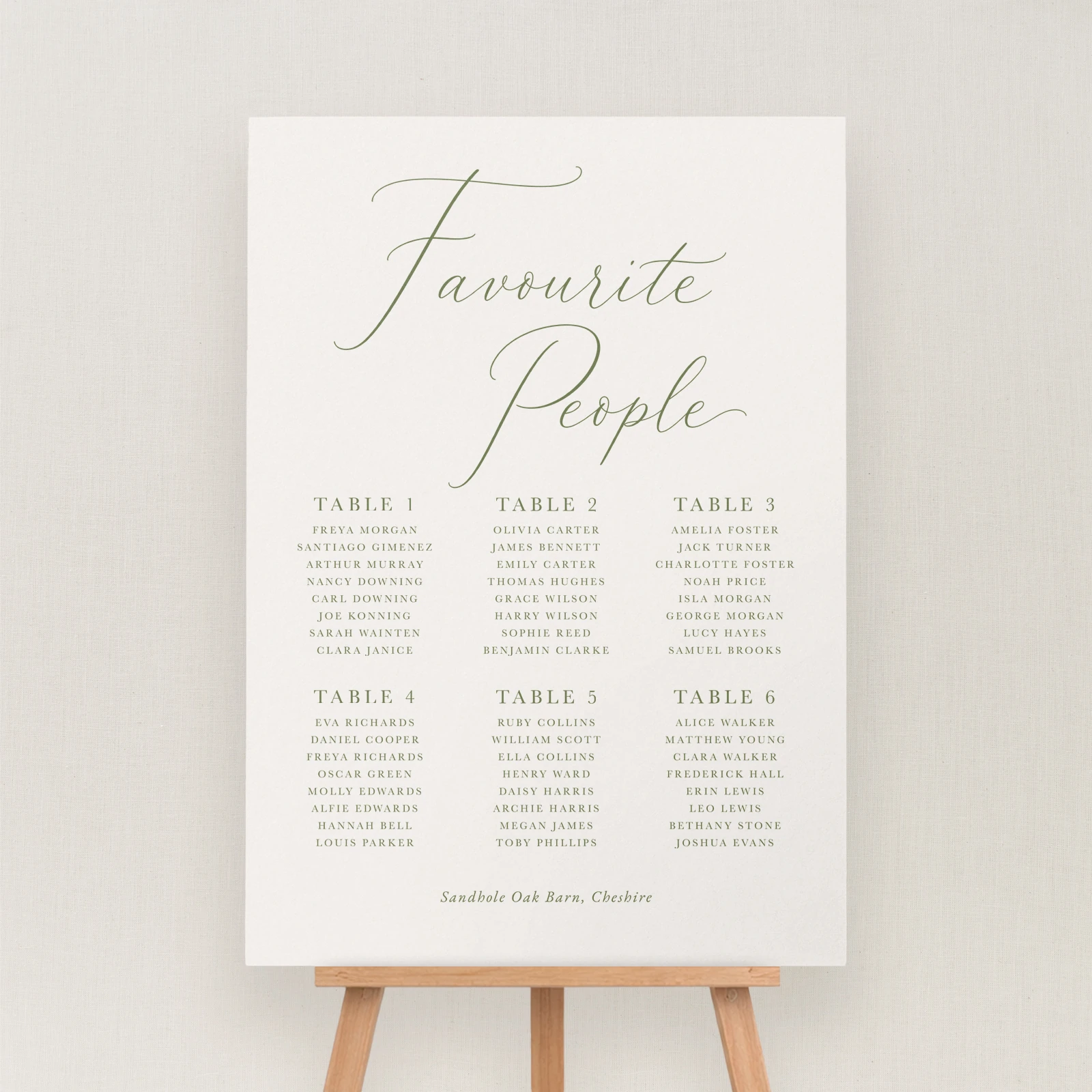 Suno Collection Seating Chart Sign