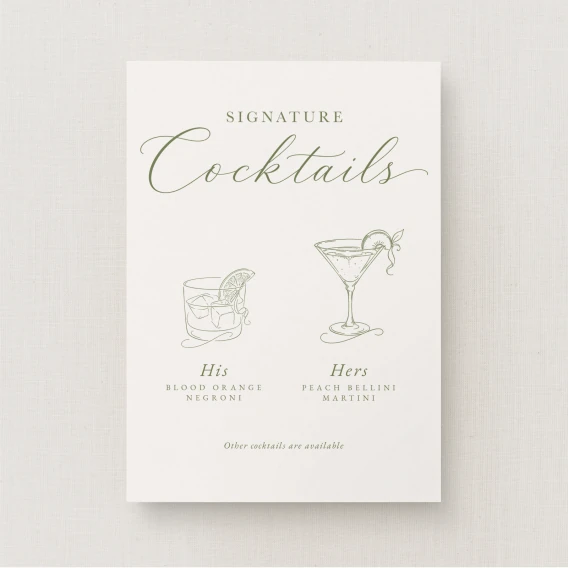 Suno Collection Signature Drinks Sign