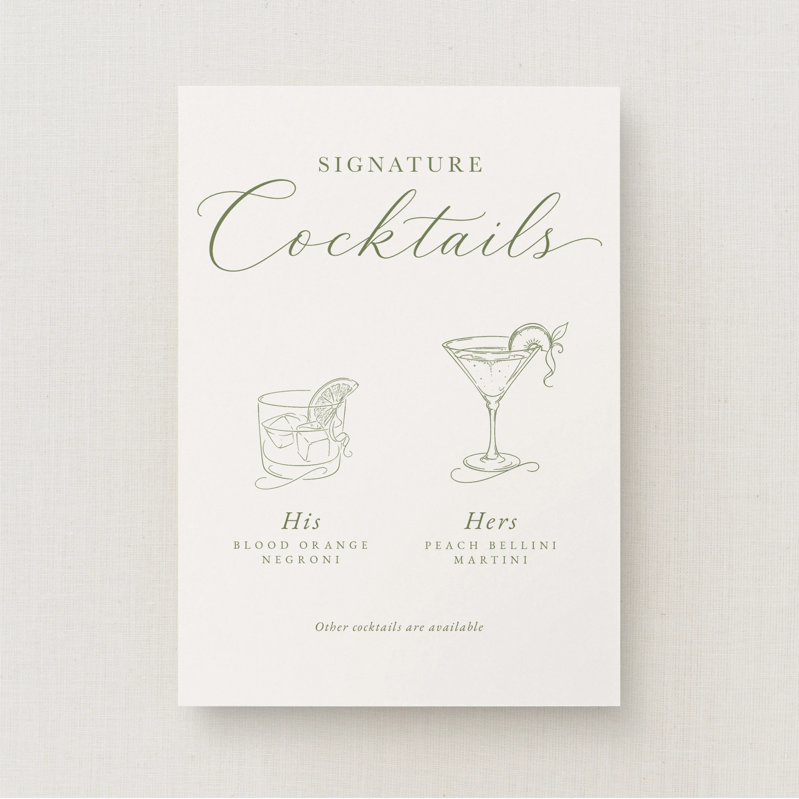 Suno Collection Signature Drinks Sign