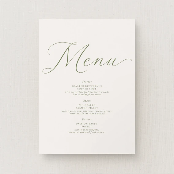 Suno Collection Wedding Menu Sign